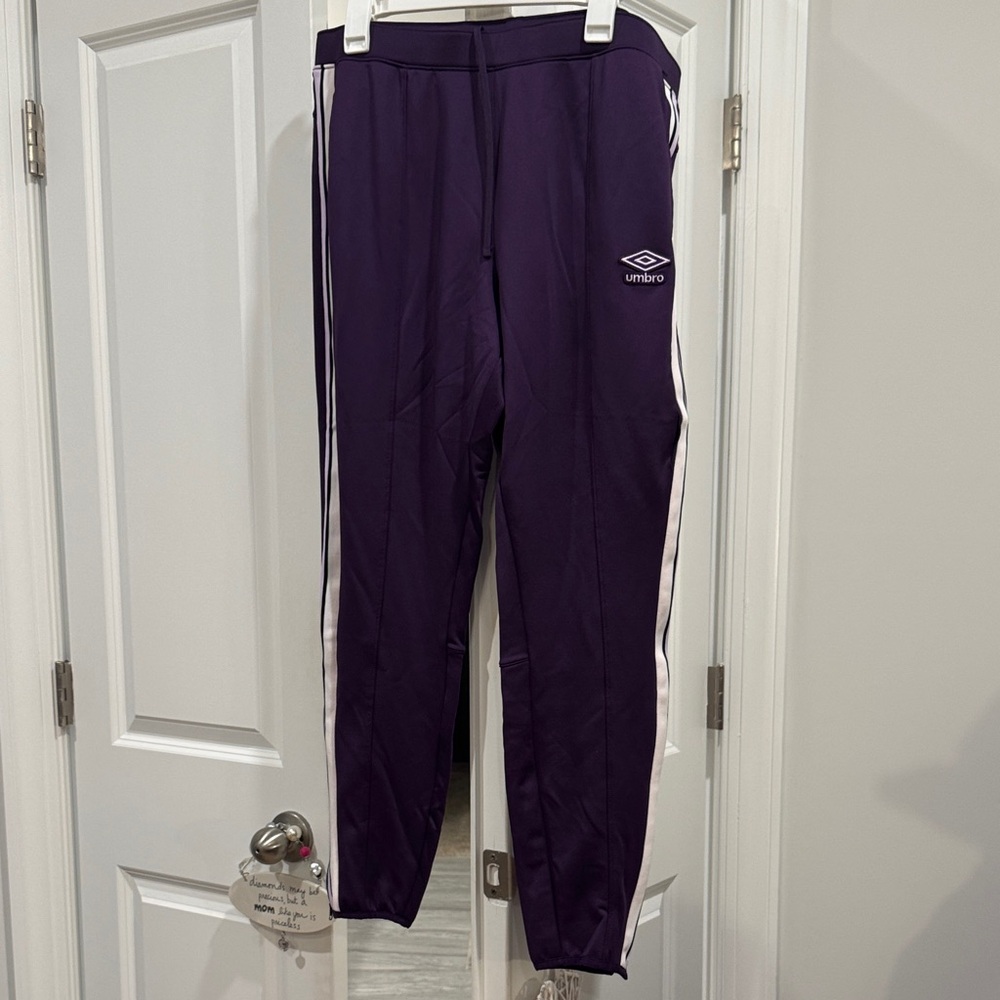 Umbro Dark Purple Athletic Pants with White Accents